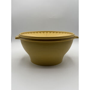 Vintage Tupperware Harvest Gold Servalier 10"Salad Serving Bowl 880-7,Lid 881-3